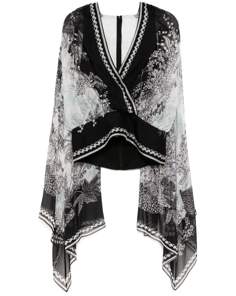 Elie Saab Chiffonbluse mit Print - Schwarz Schwarz