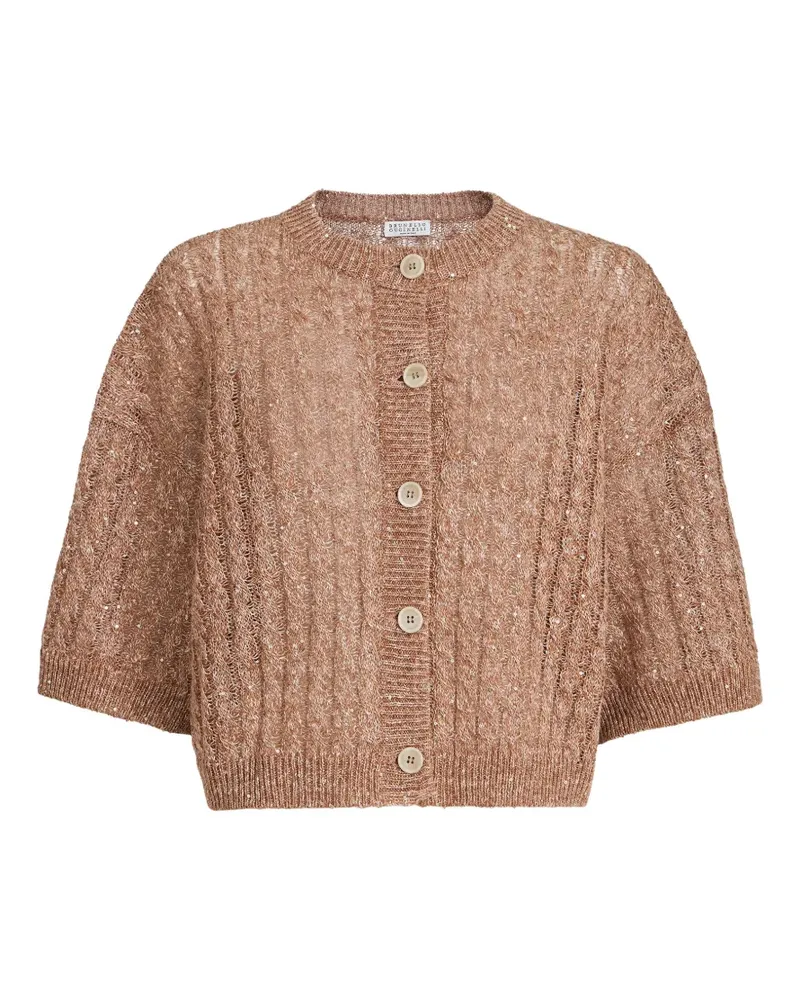 Brunello Cucinelli cable-knit openwork cardigan - Braun Braun