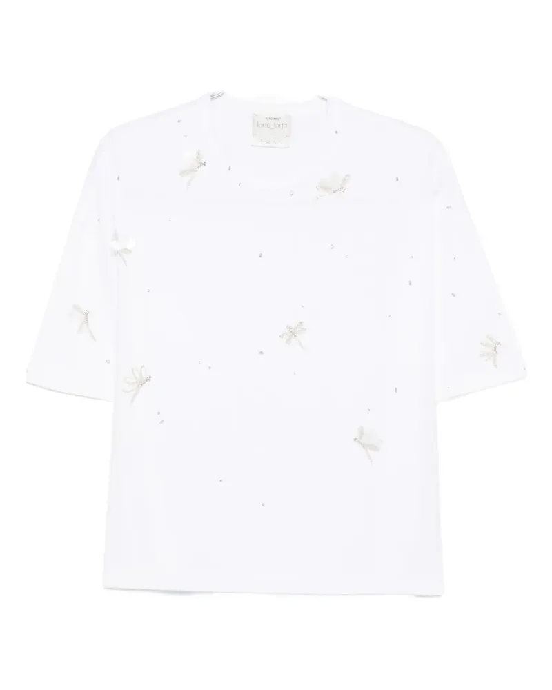 forte_forte T-Shirt mit Libellendetail - Weiß Weiß