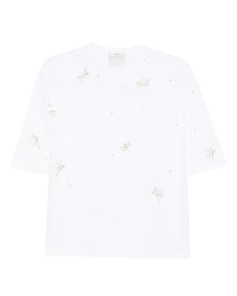 forte_forte T-Shirt mit Libellendetail - Weiß Weiß