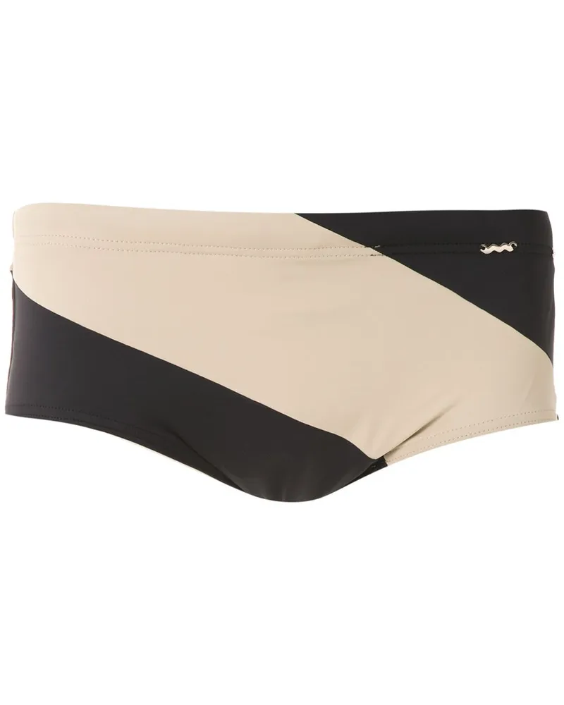 Amir Slama Badehose in Colour-Block-Optik - Schwarz Schwarz