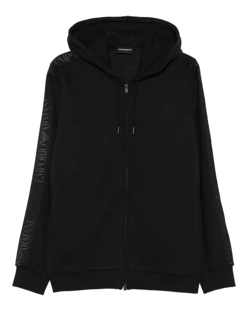 Emporio Armani Kapuzenjacke mit Logo-Streifen - Schwarz Schwarz