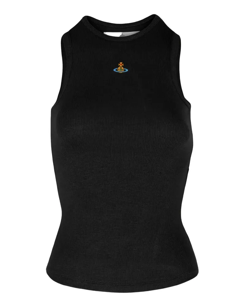 Vivienne Westwood 90s Orb-embroidered ribbed tank top - Schwarz Schwarz