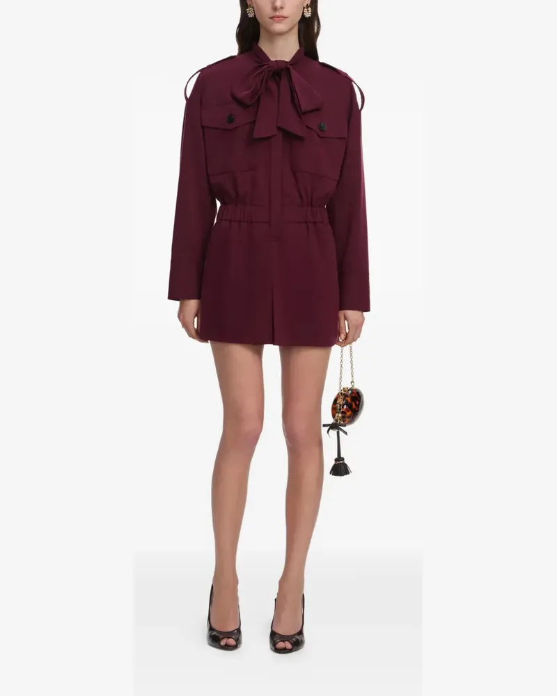 Self-Portrait tie-neck elasticated-waist mini playsuit - Rot Rot