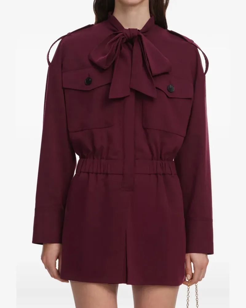 Self-Portrait tie-neck elasticated-waist mini playsuit - Rot Rot