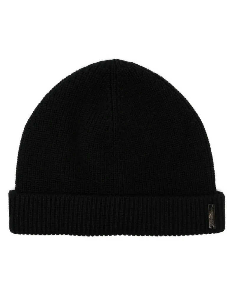 Corneliani Gerippte Beanie - Schwarz Schwarz