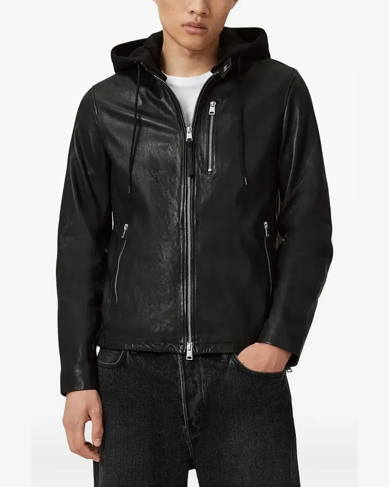 AllSaints Ashton Lederjacke - Schwarz Schwarz