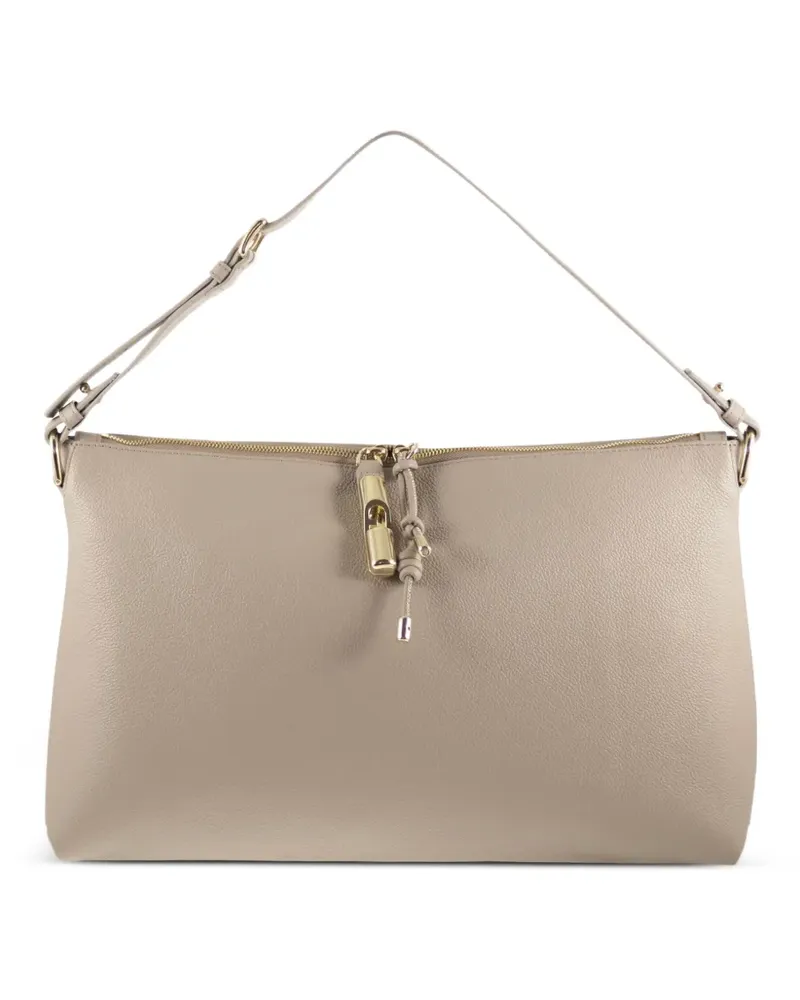 Furla large Debby zip leather shoulder bag - Nude Nude