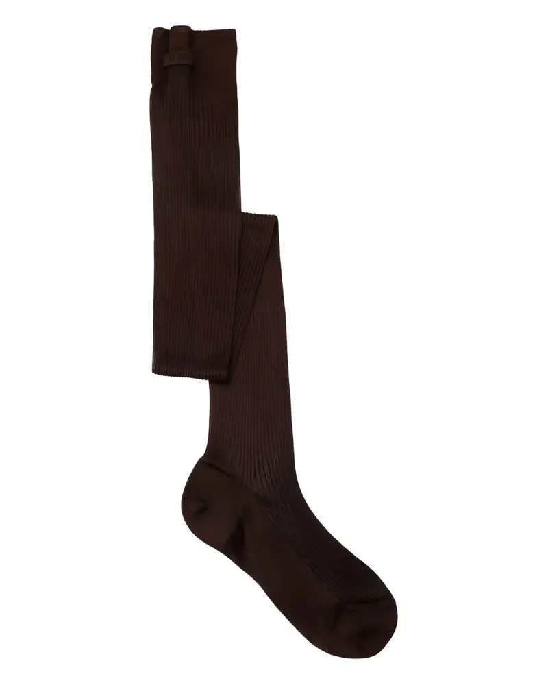 Miu Miu Gerippte Socken mit Logo - Braun Braun