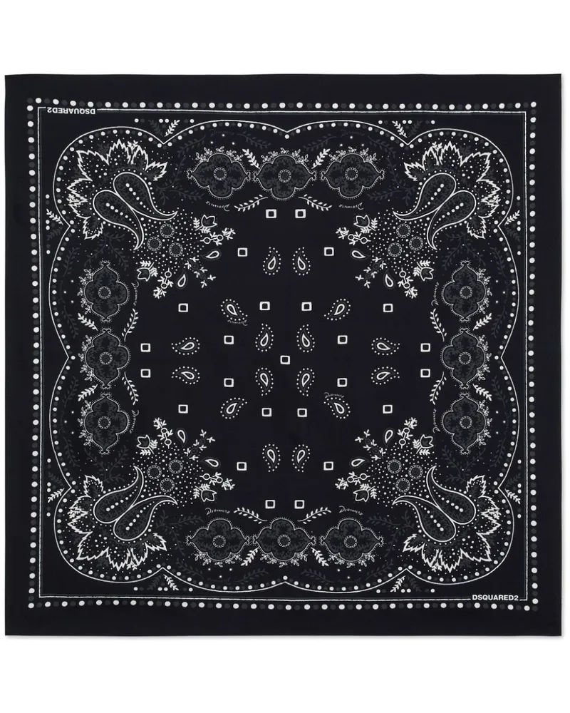 Dsquared2 Seidenschal mit Bandana-Print - Schwarz Schwarz