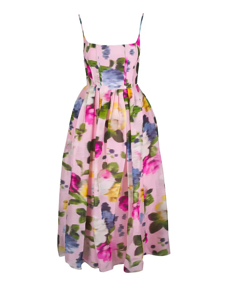 Carolina Herrera New York floral-print pleated midi dress - Rosa Rosa