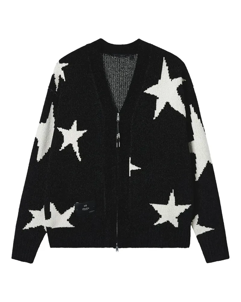 FIVE CM Reißverschluss-Cardigan mit Sternmuster - Schwarz Schwarz