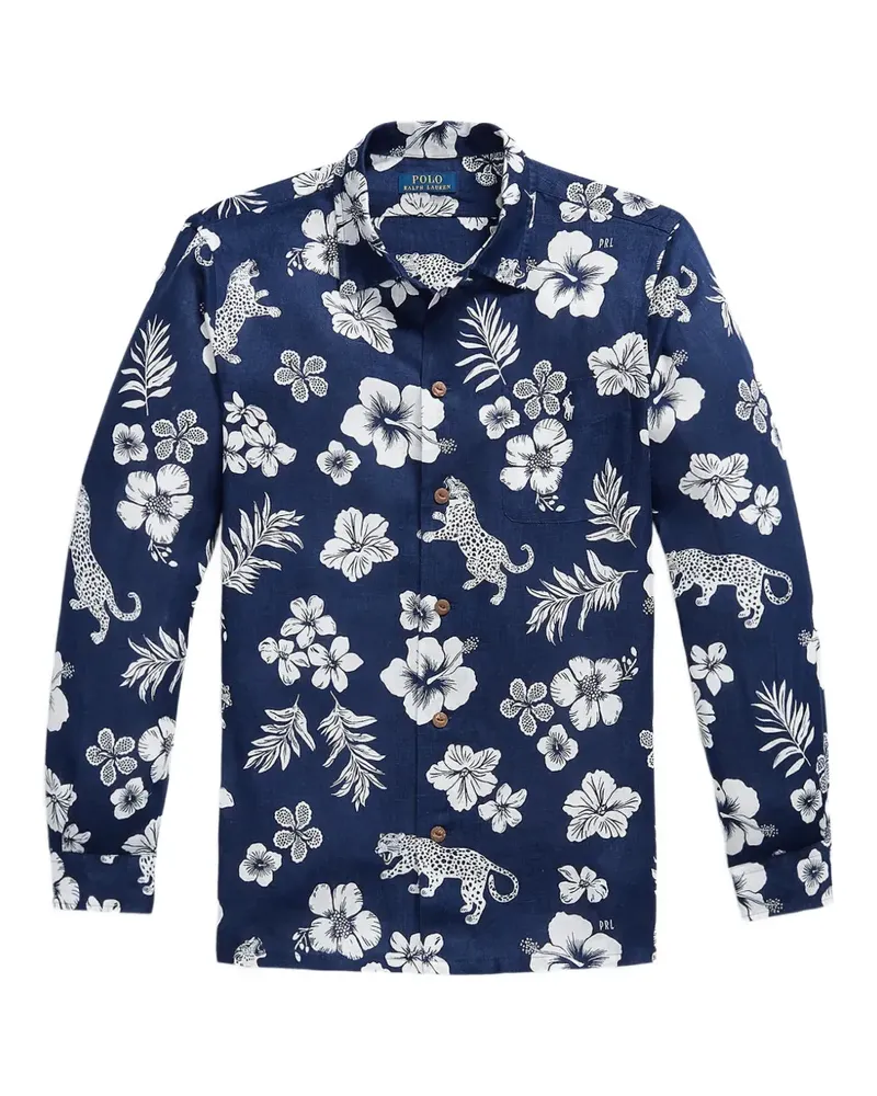 Ralph Lauren jaguar tropical-print shirt - Blau Blau