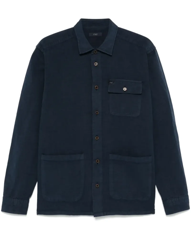 Fay Geknöpfte Hemdjacke - Blau Blau