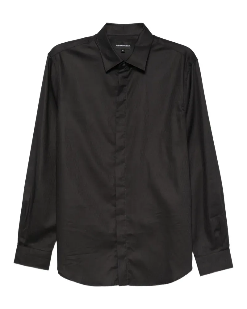 Emporio Armani monogram-pattern long-sleeve shirt - Schwarz Schwarz