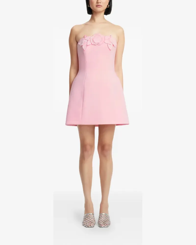 LEO LIN Roselle floral-appliqué strapless mini dress - Rosa Rosa