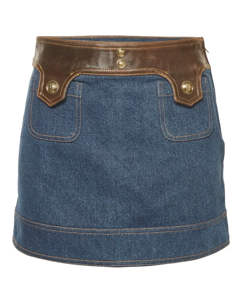 Sandro Minirock mit Ledereinsätzen - Blau Blau
