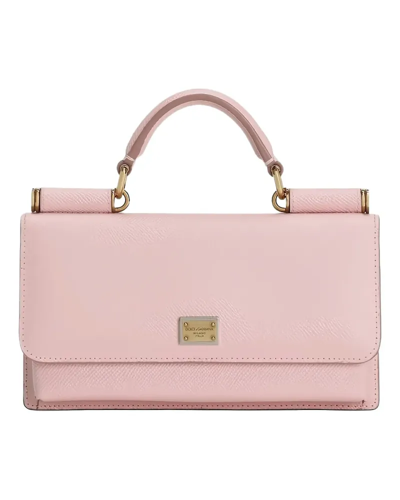 Dolce & Gabbana logo-plaque grained clutch bag - Rosa Rosa