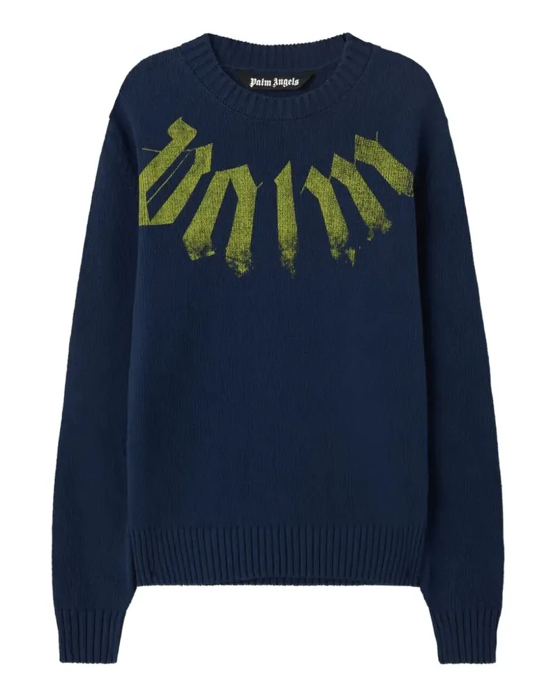 Palm Angels logo print sweater - Blau Blau