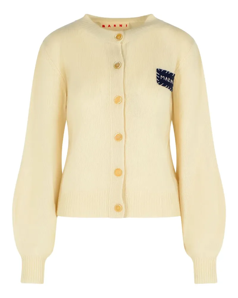Marni Gerippter Cardigan mit Logo-Patch - Nude Nude
