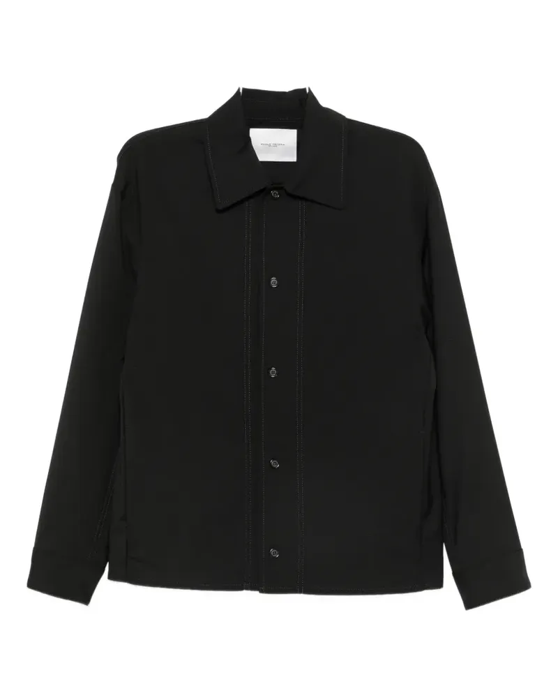 Paolo Pecora Milano contrast-stitch long-sleeve shirt - Schwarz Schwarz