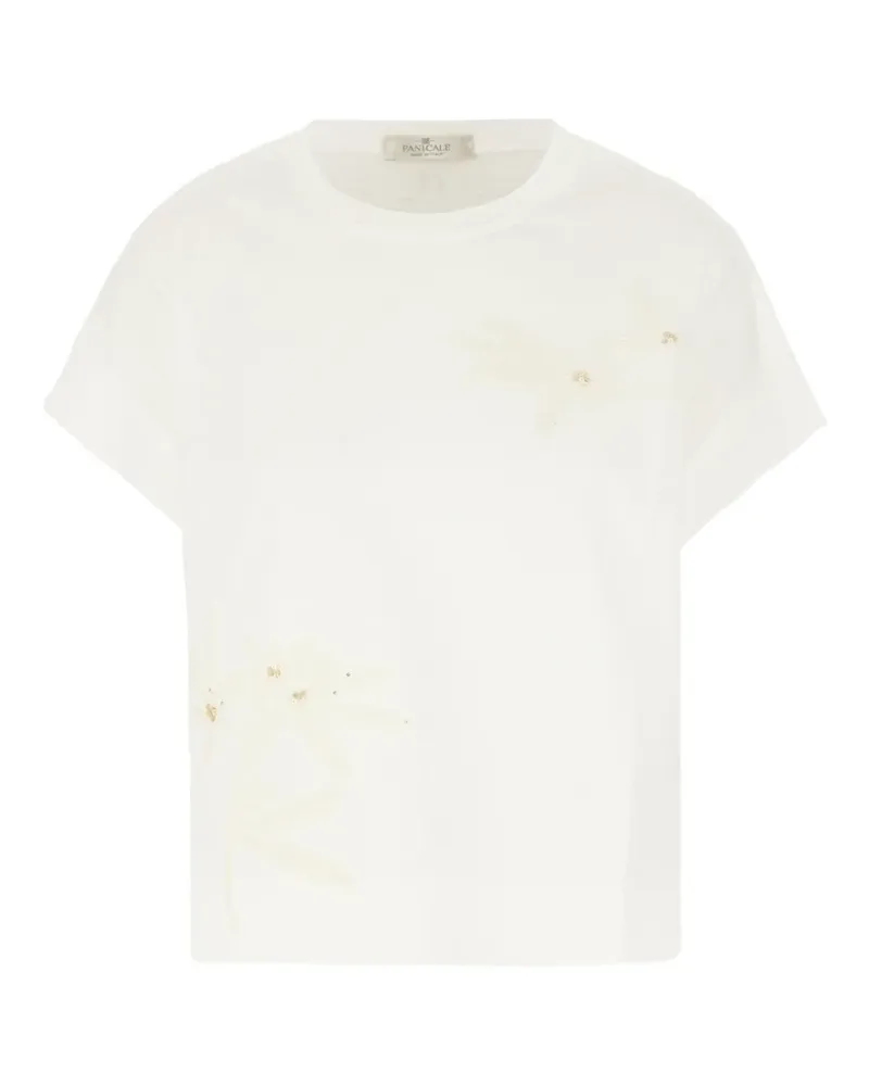 PANICALE Cashmere sequin-embellished embroidered T-shirt - Nude Nude