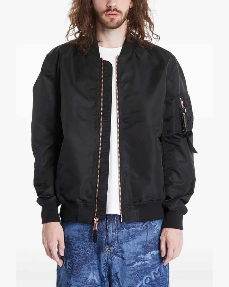 Alpha Industries Geraffte Bomberjacke - Schwarz Schwarz