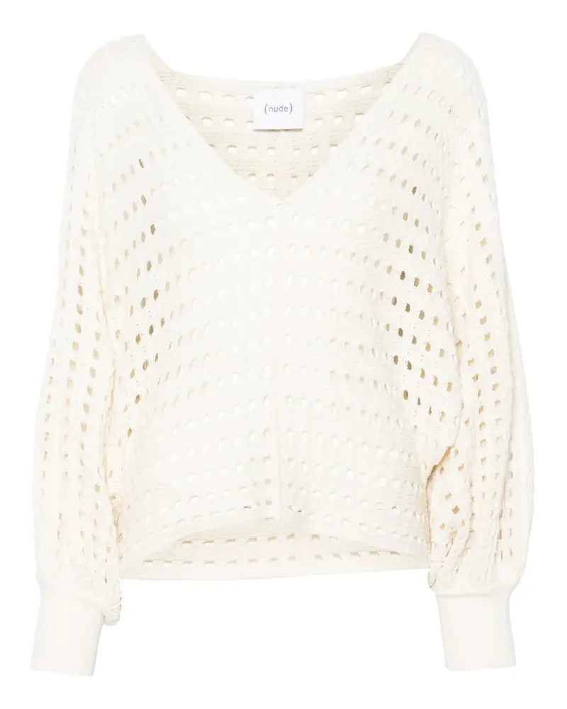 NUDE Pullover mit Lochstrickmuster - Weiß Weiß