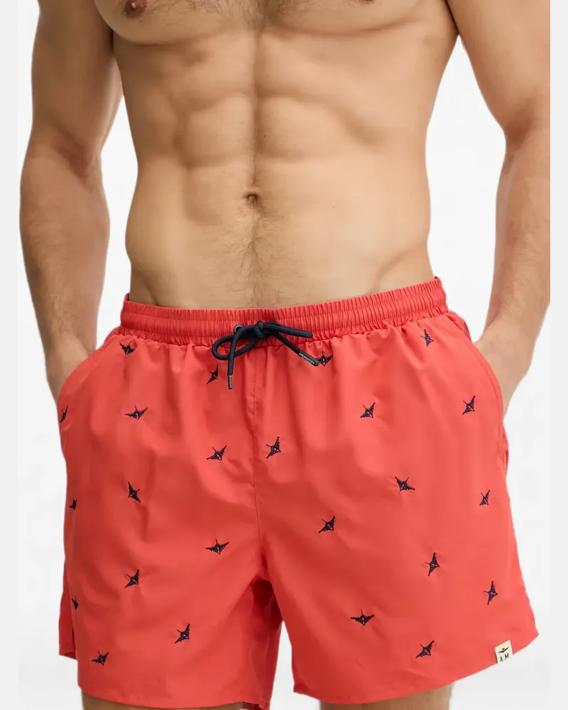 Aeronautica Militare embroidered-logo drawstring swim shorts - Rot Rot