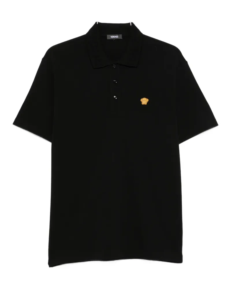 Versace Medusa-embroidery piqué polo shirt - Schwarz Schwarz