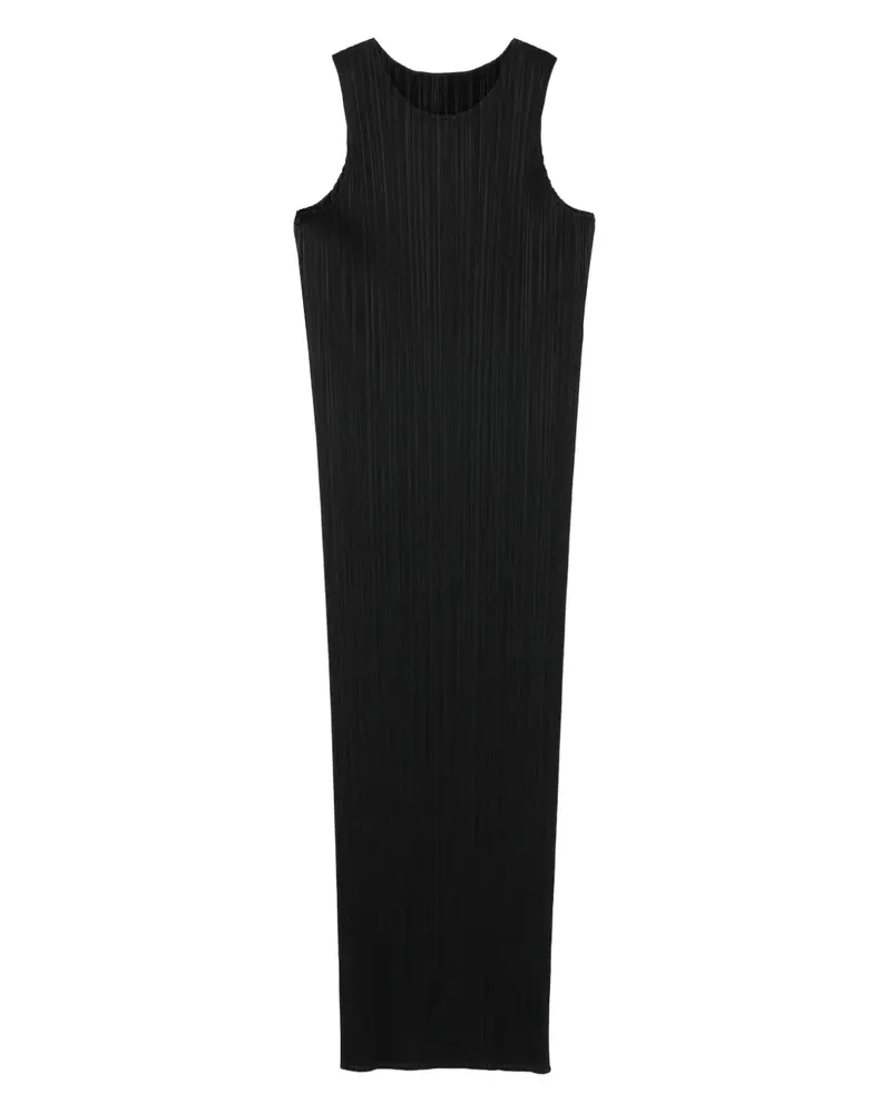 Issey Miyake Ärmelloses Midikleid mit Falten - Schwarz Schwarz