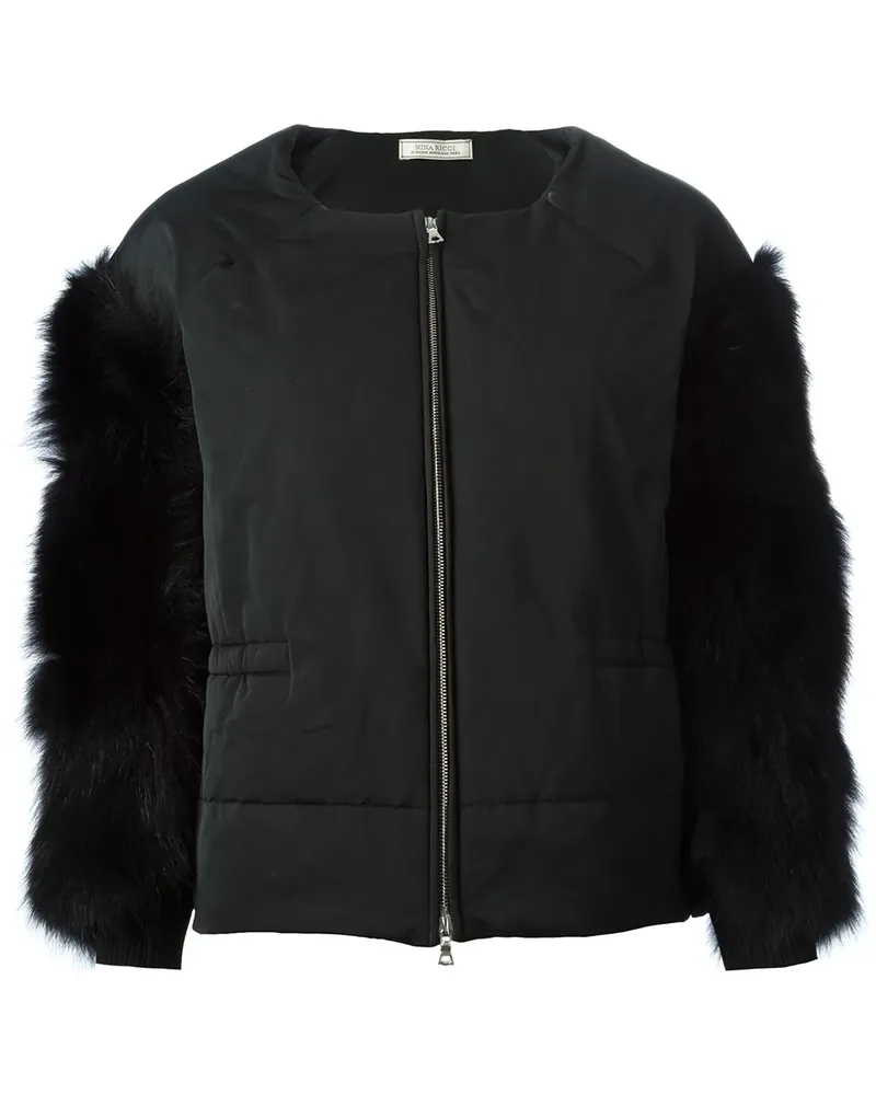 Nina Ricci contrasting sleeves zipped coat - Schwarz Schwarz