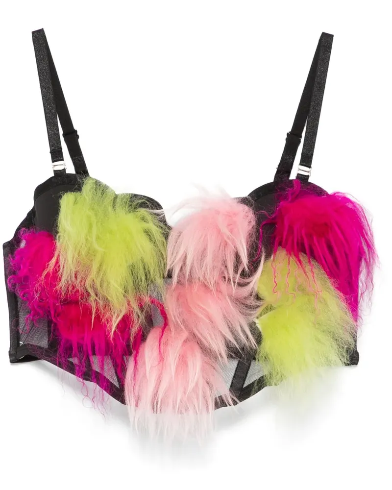 LOULOU Bustier-Top mit Federdetail - Schwarz Schwarz