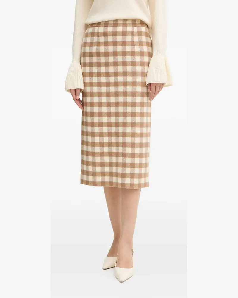 Luisa Spagnoli Fanalino checked midi pencil skirt - Nude Nude