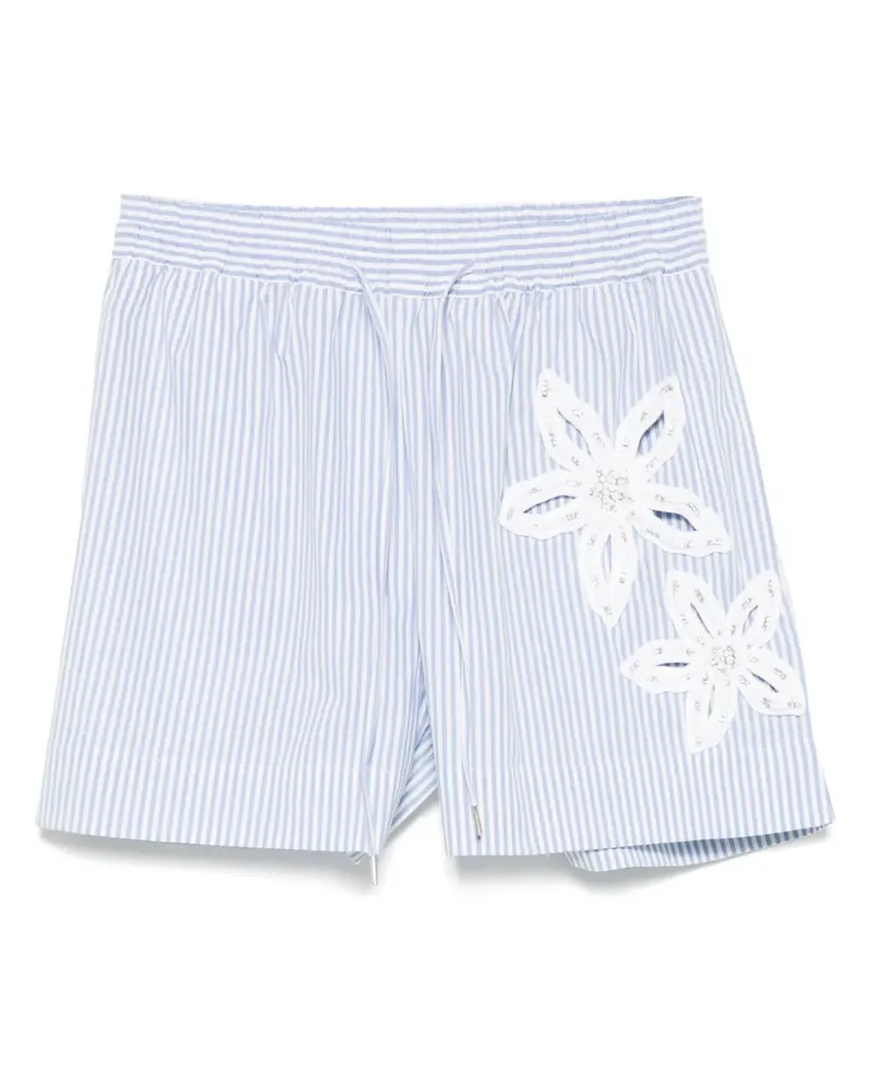 Sandro Gestreifte Shorts mit Blumendetail - Blau Blau