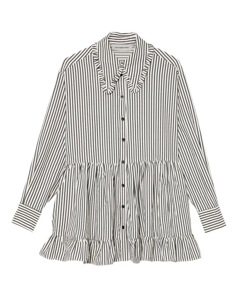 The Ragged Priest Charm Stripe mini shirt dress - Weiß Weiß