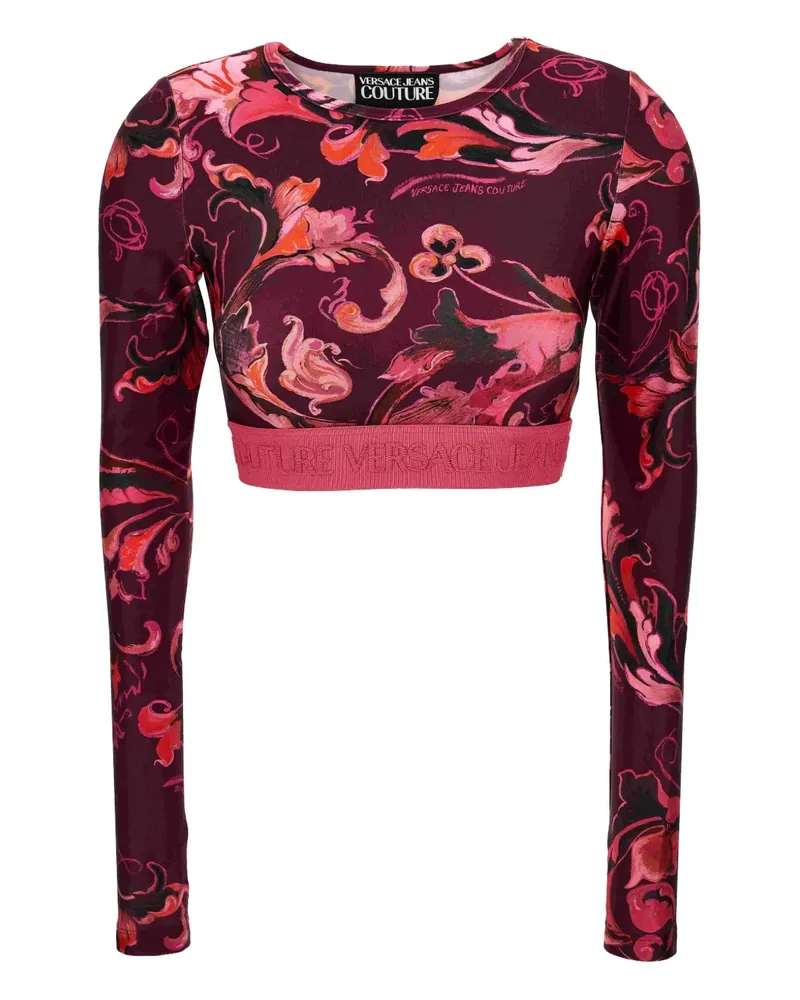 Versace Jeans Cropped-Top mit Barock-Print - Rosa Rosa