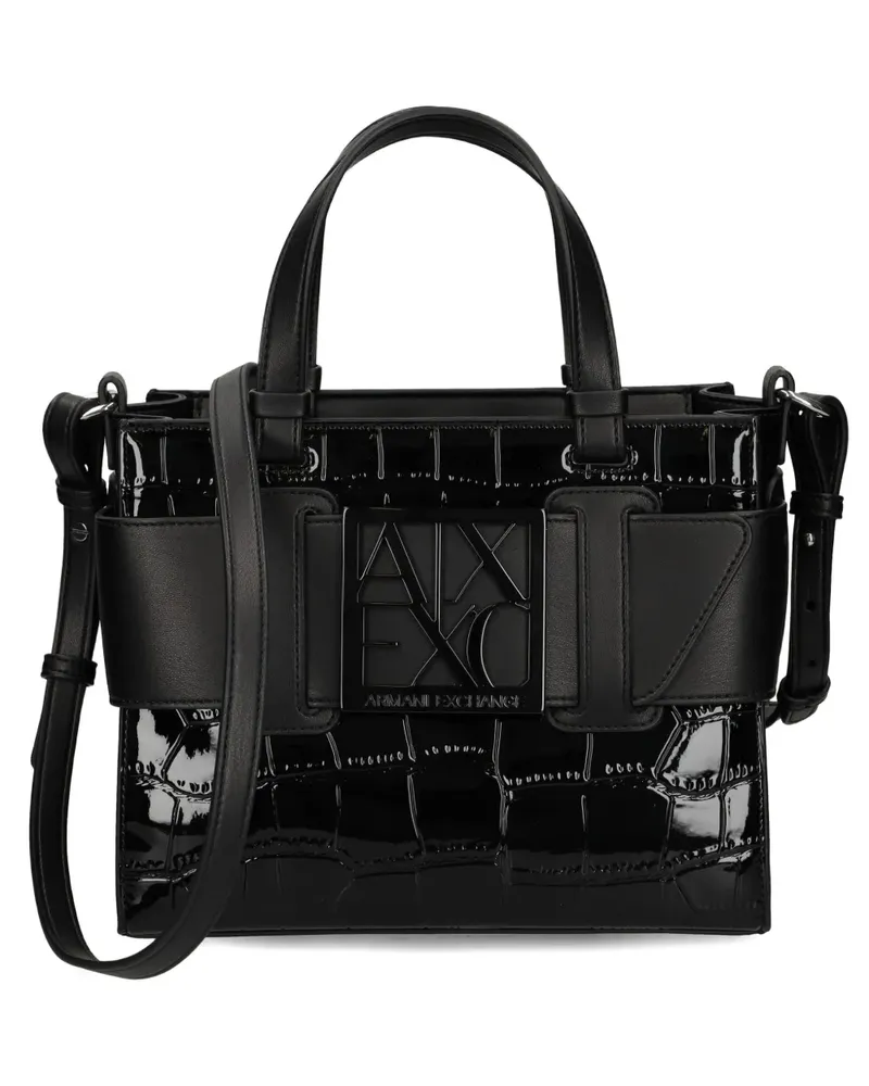 Armani Exchange Kleine Tote Bag mit Schnallendetail - Schwarz Schwarz