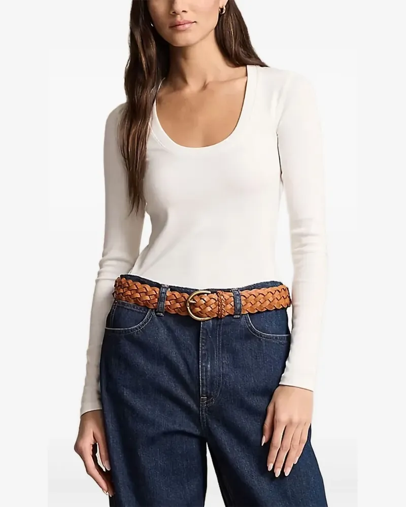 Ralph Lauren Langarmshirt mit U-Ausschnitt - Weiß Weiß