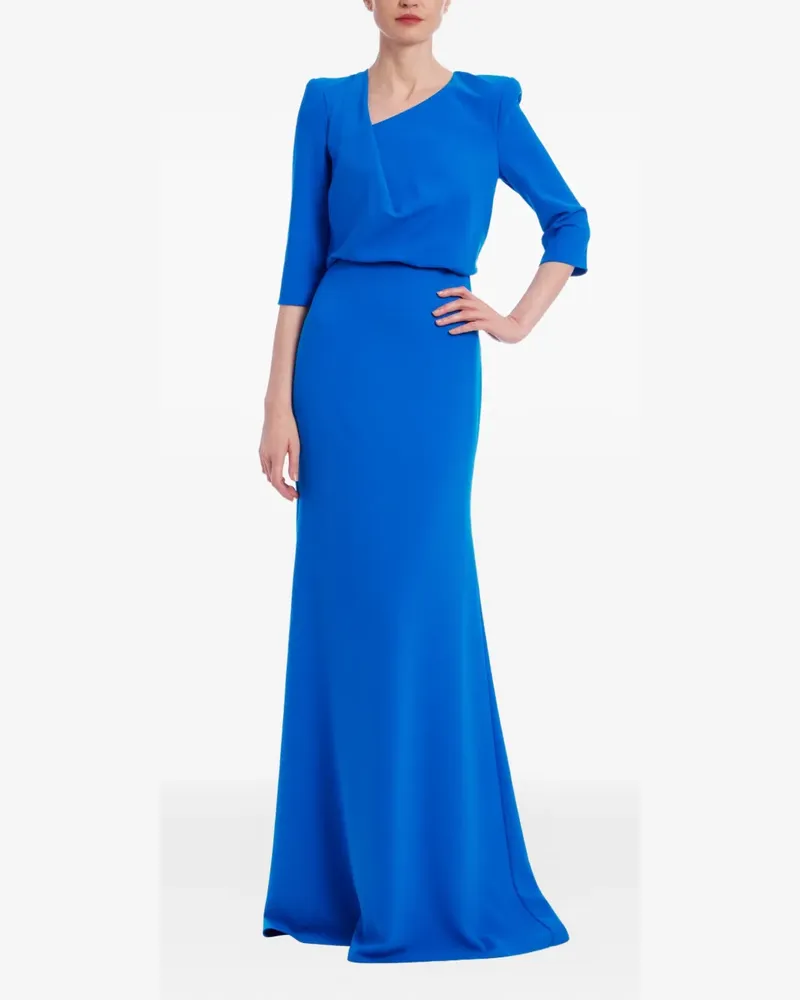 Badgley Mischka Abendkleid mit drapierten Ärmeln - Blau Blau