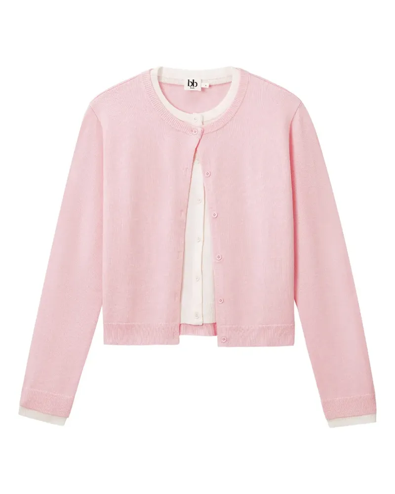b+ab Langärmeliger Cardigan mit Knopfdetail - Rosa Rosa