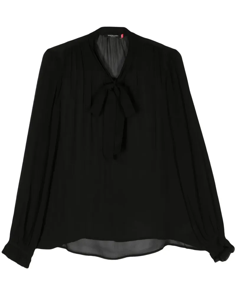 Scotch&Soda Semi-transparente Kreppbluse - Schwarz Schwarz