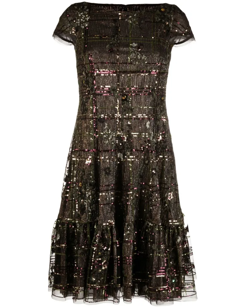 Talbot Runhof Kleid mit Pailletten - Grün Grün