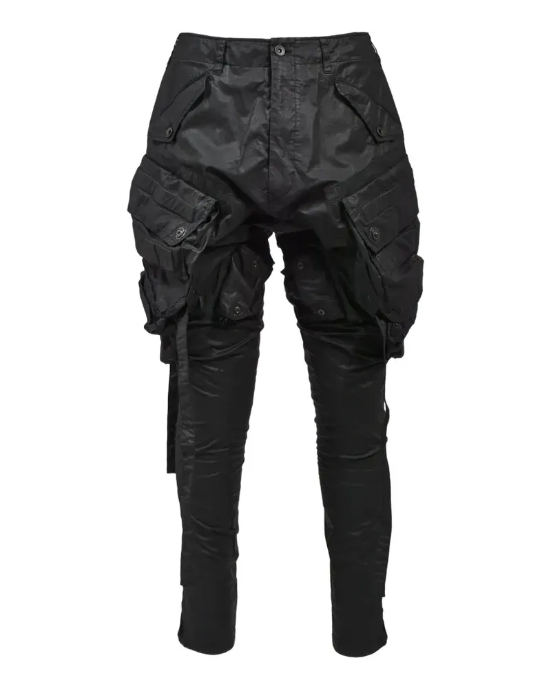 Julius Gasmask coated cargo pants - Schwarz Schwarz