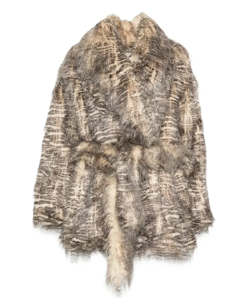 Entire Studios Juno Mantel aus Faux Fur mit Tiger-Print - Nude Nude