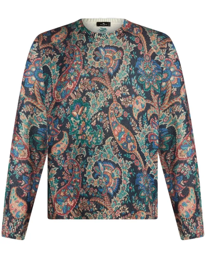 Etro Intarsien-Pullover mit Blumen - Blau Blau