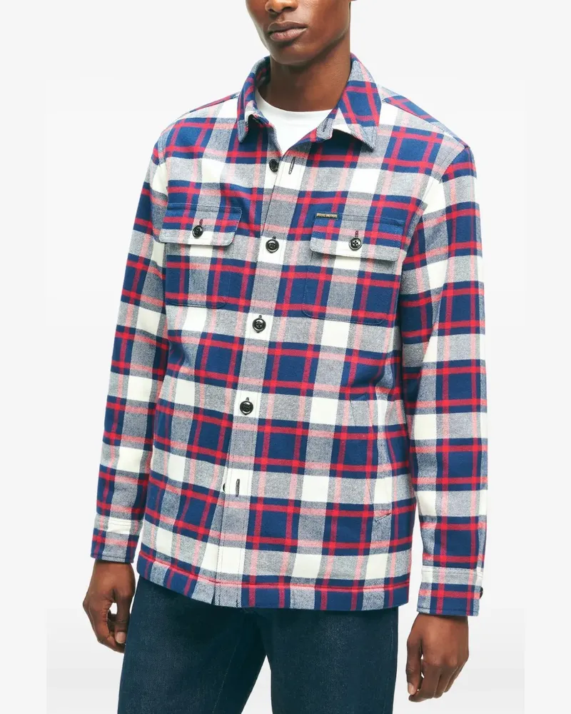 Brooks Brothers plaid pocket cotton overshirt - Blau Blau