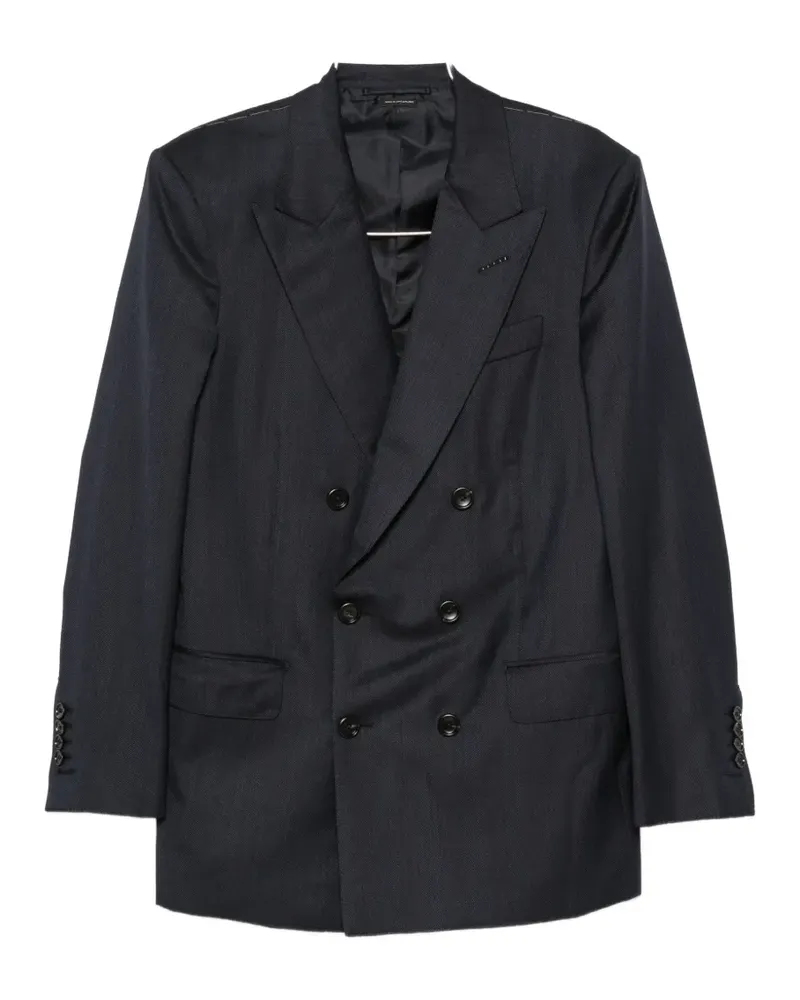 Tom Ford herringbone double-breasted suit - Blau Blau