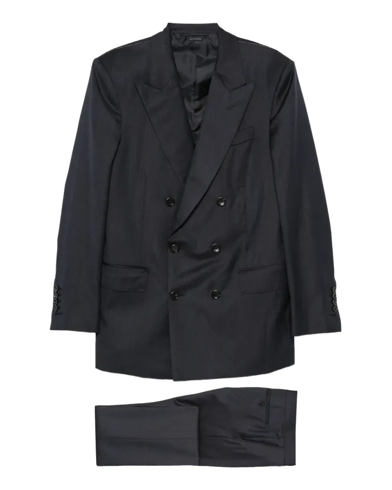 Tom Ford herringbone double-breasted suit - Blau Blau