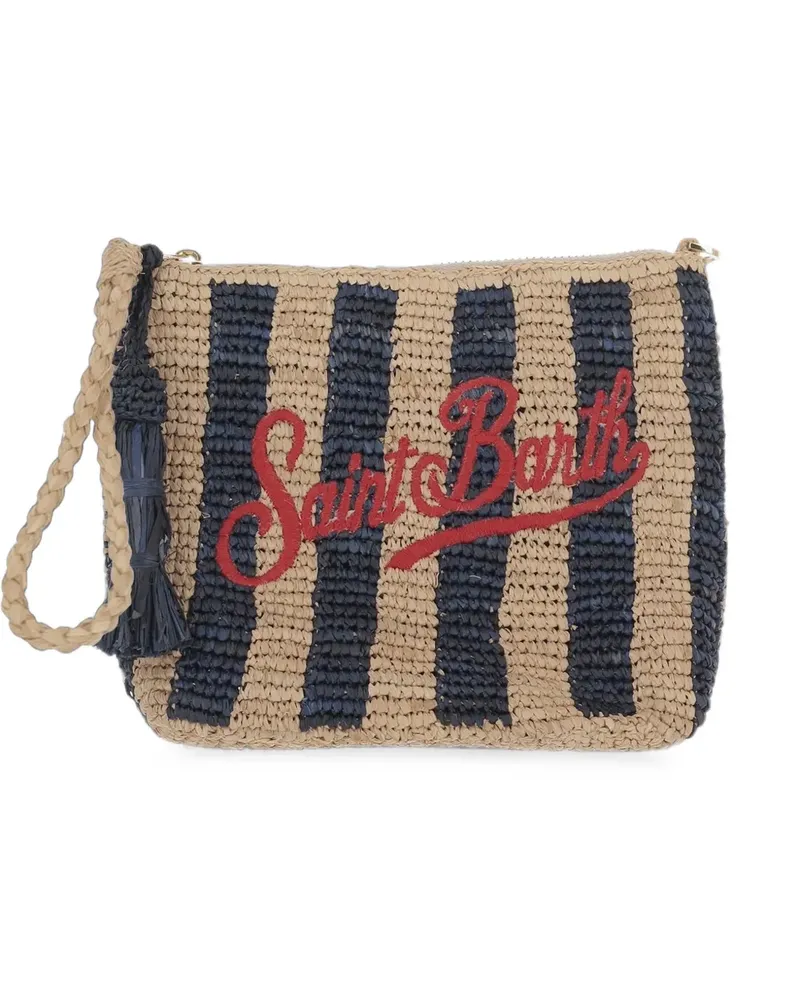 MC2 Saint Barth Gestreifte Clutch mit Logo-Stickerei - Braun Braun